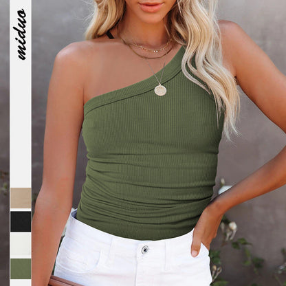 Fashion One Shoulder Summer Tank Tops