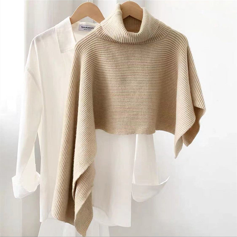 Fashion High Neck Knitted Cloak Scarves