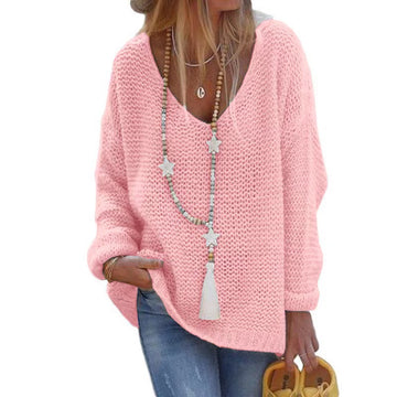 Casual V Neck Knitted Women Sweaters