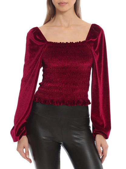 Elegant Designed Velvet Long Sleeves T Shirts