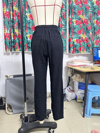 Casual Linen Drawstring Women Pants