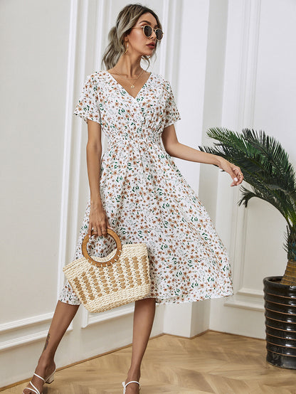 Summer Floral Print Short Sleeves Summer Daily Dresses