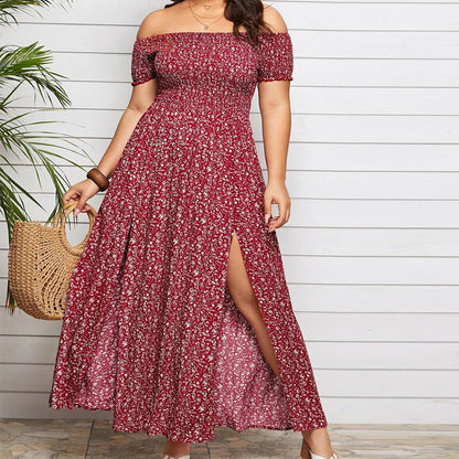 Casual Boho Off The Shoulder Summer Plus Sizes Dresses