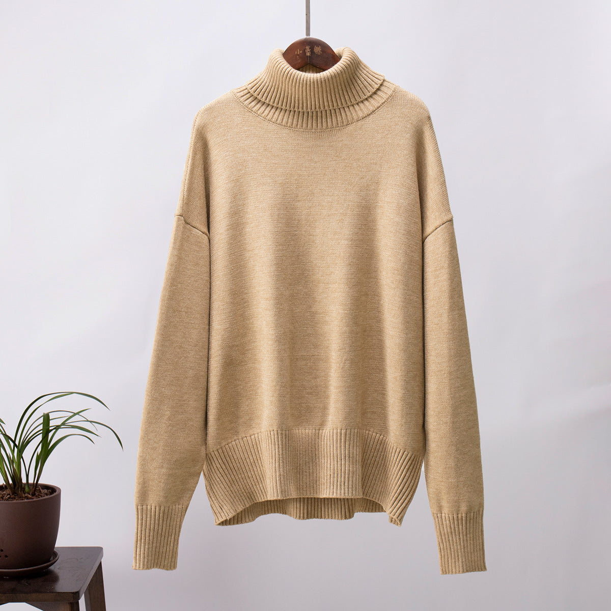 Fashion High Neck Knitted Pullover Sweaters for Women