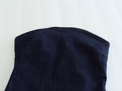 Sexy Back Zippered Strapless Denim Dresses