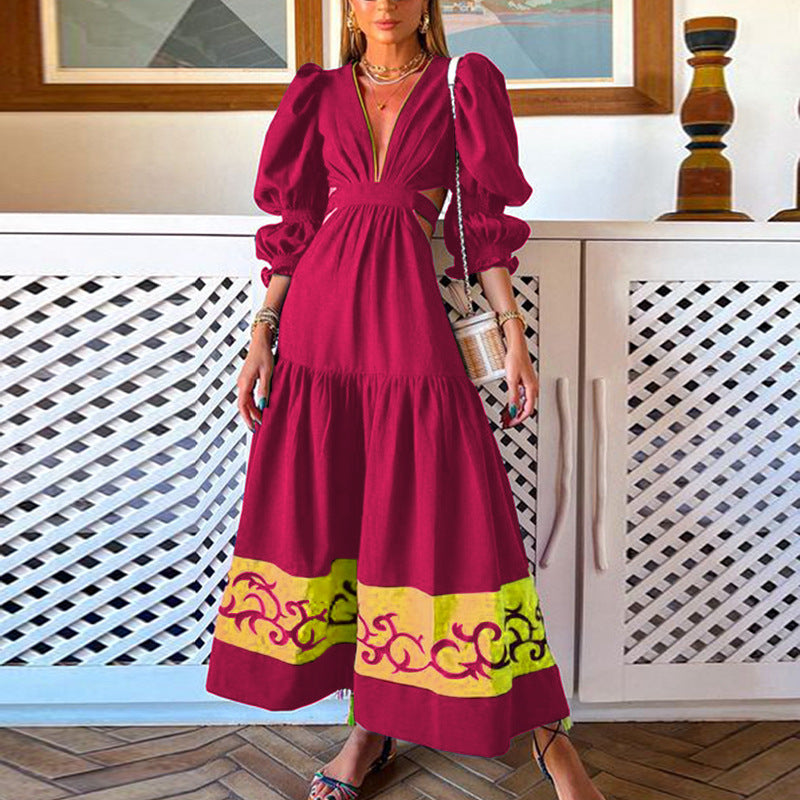 Fashion V Neck Long Sleeves Fall Dresses