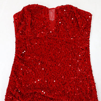 Sexy Strapless Sequined Evening Party Dresses