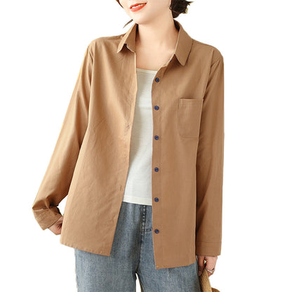 Casual Turnover Collar Linen Long Sleeves Shirts