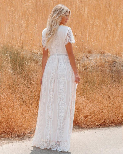 Fashion V Neck Lace Bridal Dresses