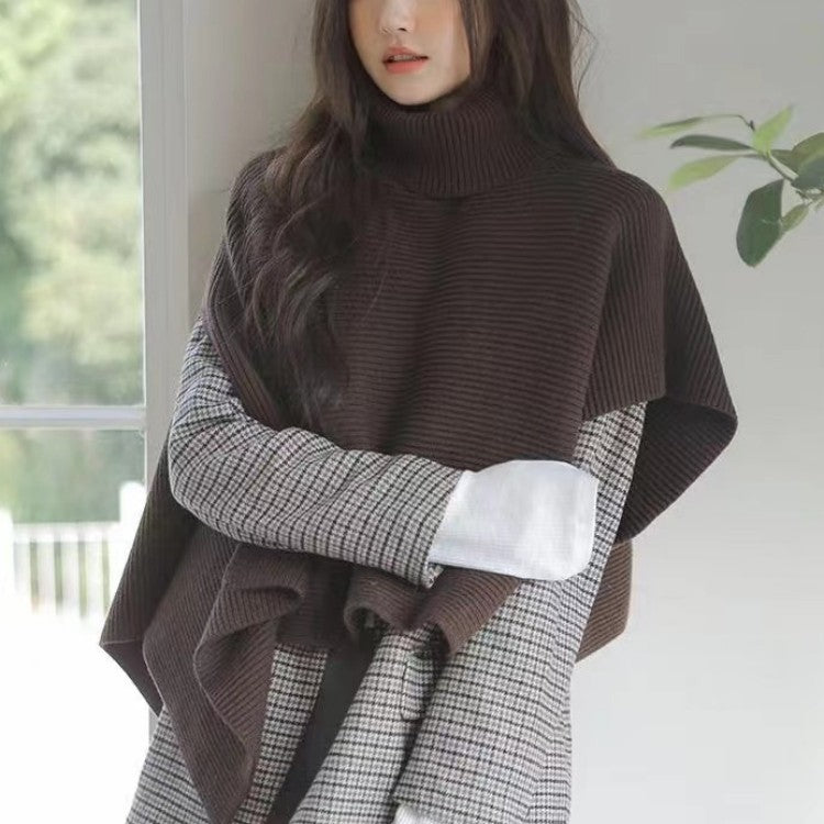 Fashion High Neck Knitted Cloak Scarves