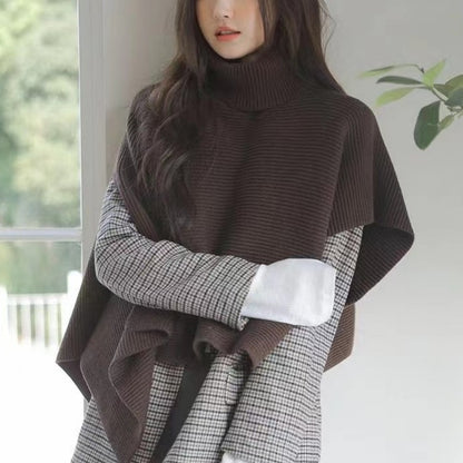 Fashion High Neck Knitted Cloak Scarves