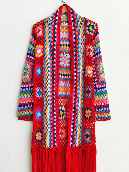 Colorful Crochet Irregular Tassels Coats for Women