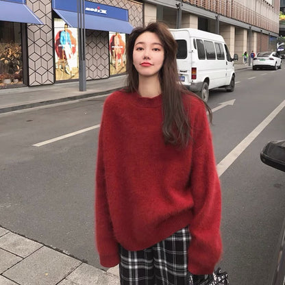 Merry Christmas Faux Mink Velvet Knitted Pullover Sweaters