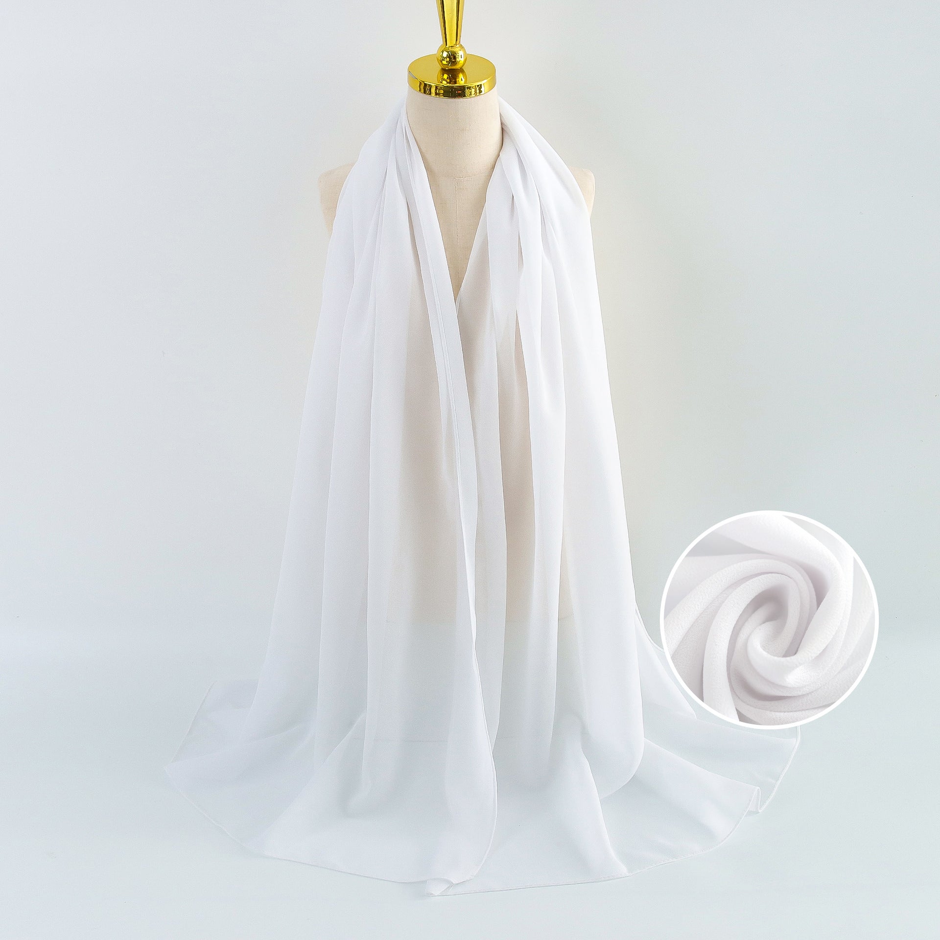 Women Pearl Chiffon Scarf Solid Color Bubble Towel Versatile Scarves