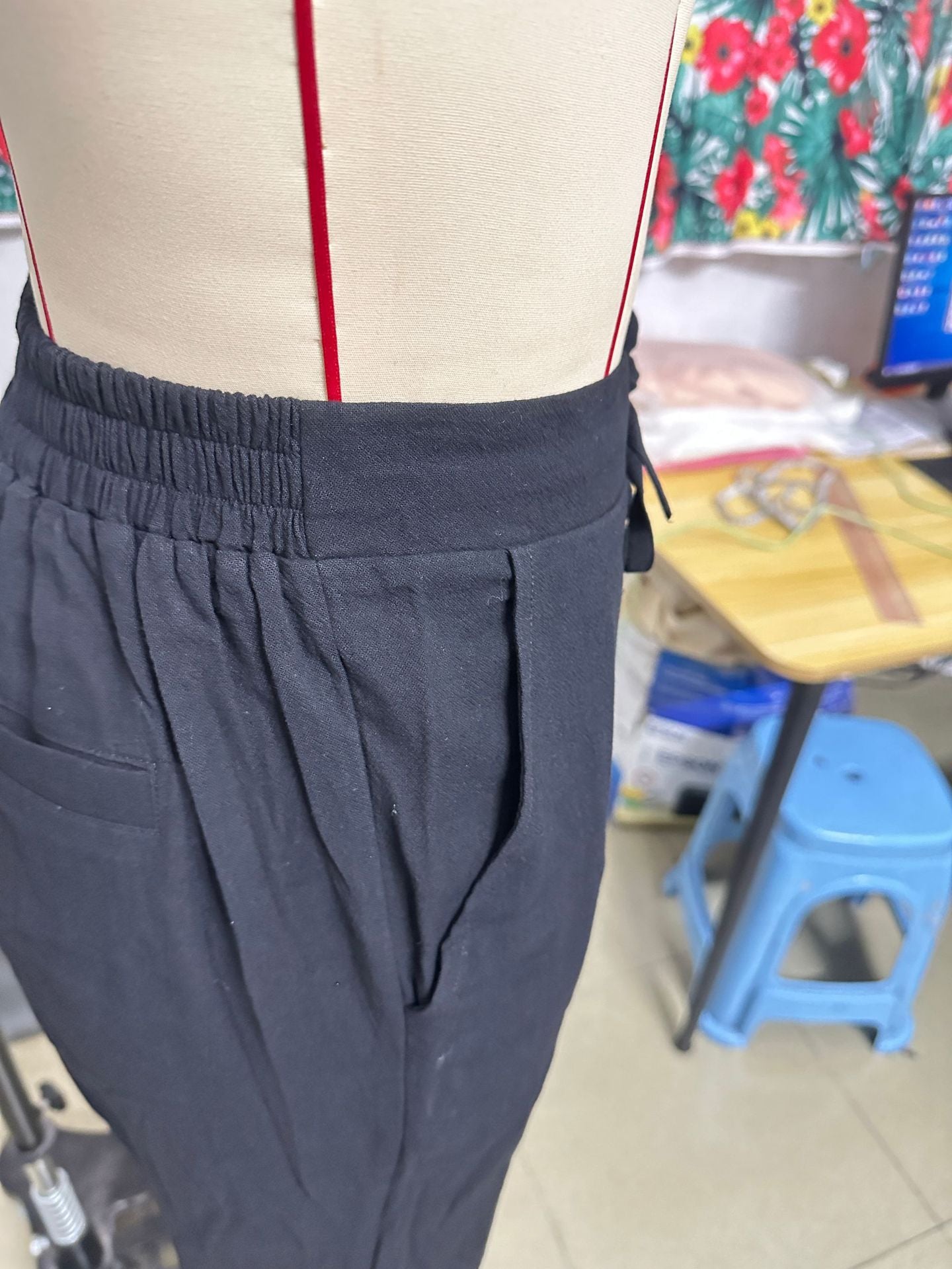 Casual Linen Drawstring Women Pants