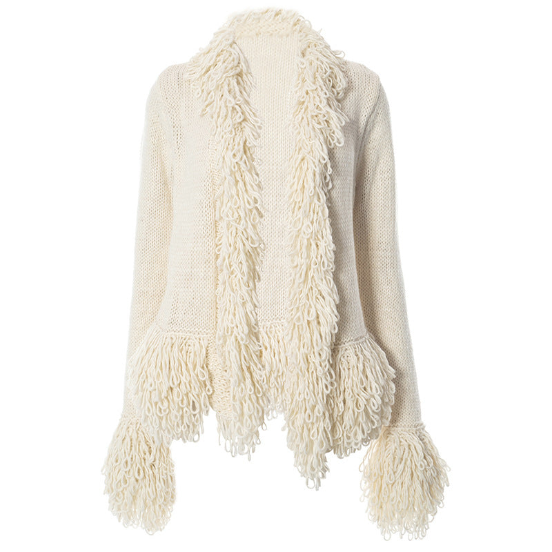 Fashion Long Sleeves Tassels Knitted Sweaters