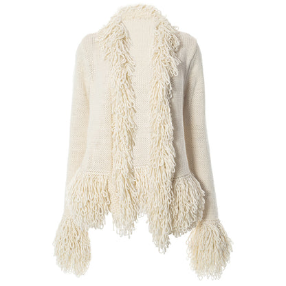 Fashion Long Sleeves Tassels Knitted Sweaters