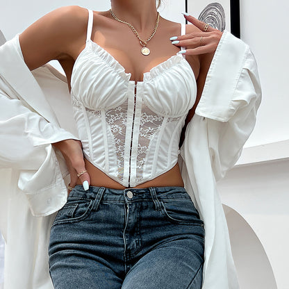 Sexy Ruffled Lace Tank Tops