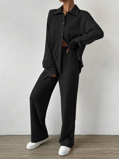 Casual Summer Turnover Collar Two Pieces Suits