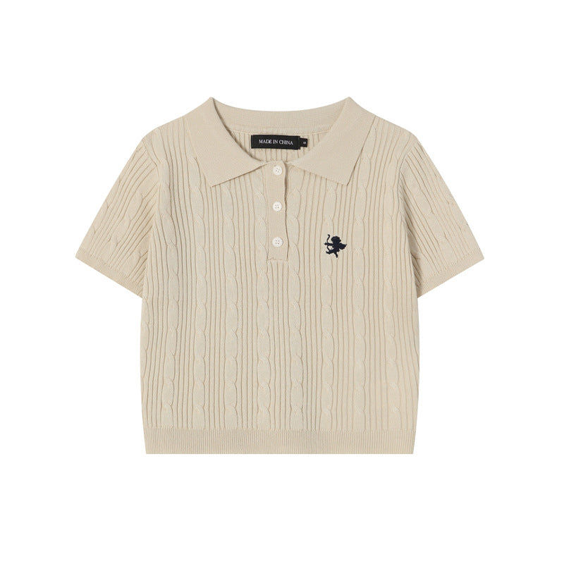Vintage Knitted Short Sleeves Polo T Shirts