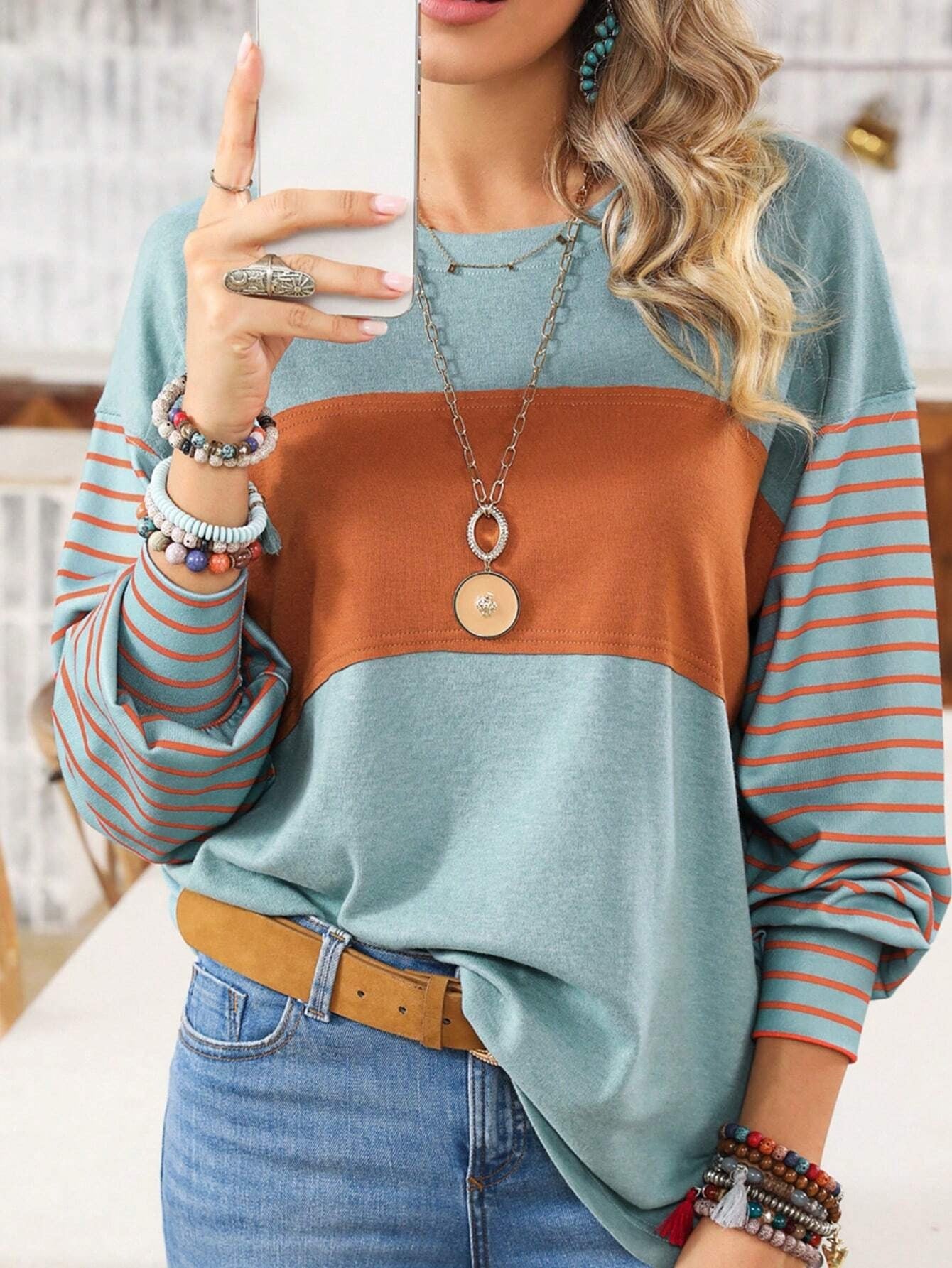 Casual Round Neck Long Sleeves T Shirts for Women
