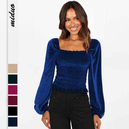 Elegant Designed Velvet Long Sleeves T Shirts