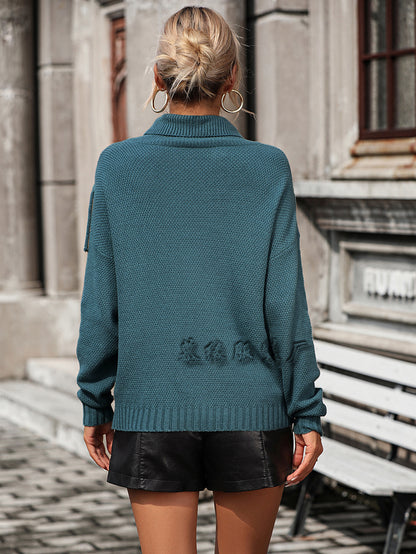 Fashion Tassels Knitted Turtle Neck Sweaters for Women
