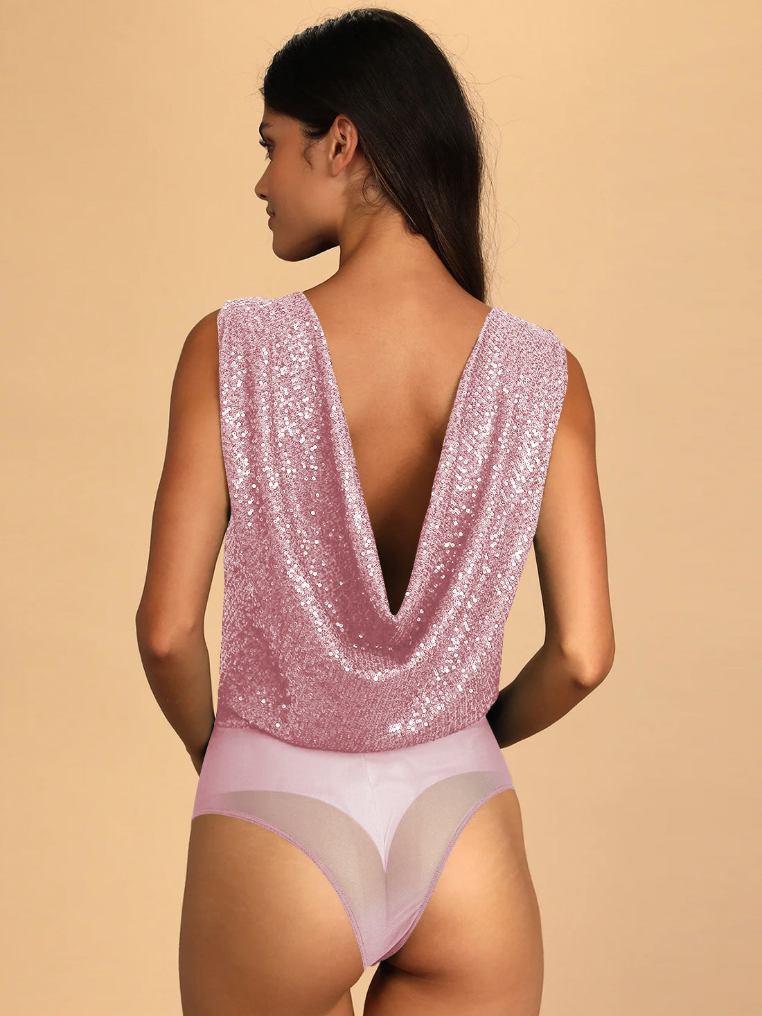 Sexy V Neck Shinning Backless Night Party Jumpsuits