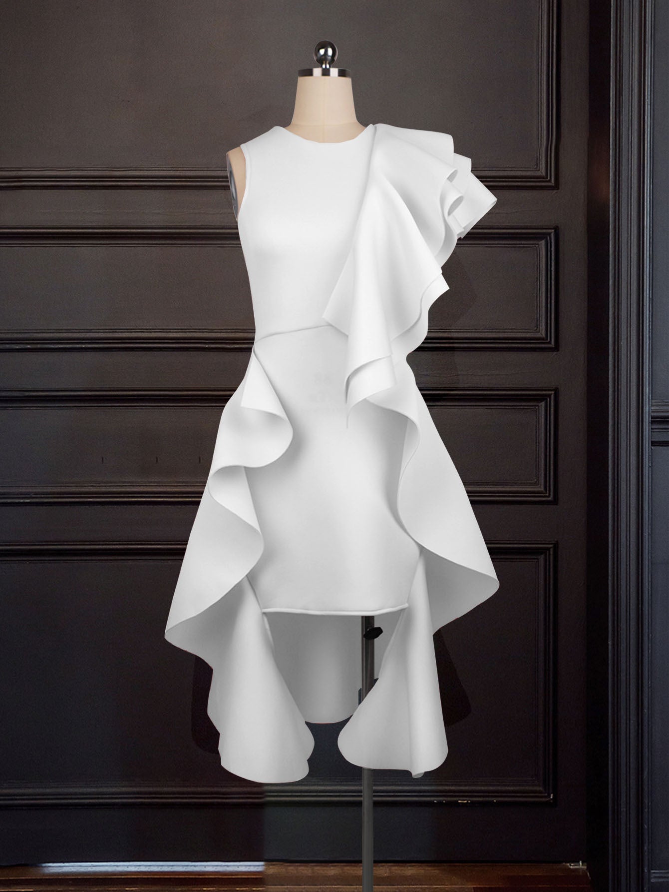 Sexy Ruffled Sleeveless Plus Sizes Bodycon Dresses