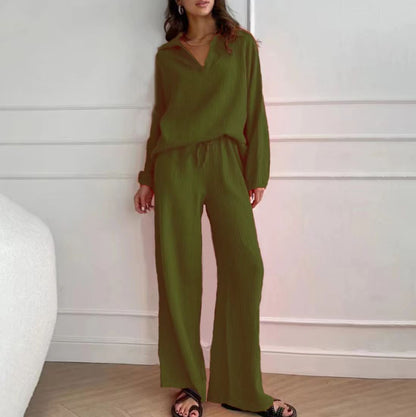 Trendy Women's Linen Two Piece Set with Long Sleeves for Stylish Casual Looks