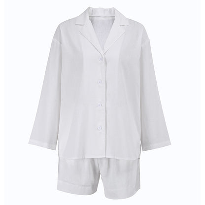 Summer Cotton Long Sleeves Shirts and Shorts Suits