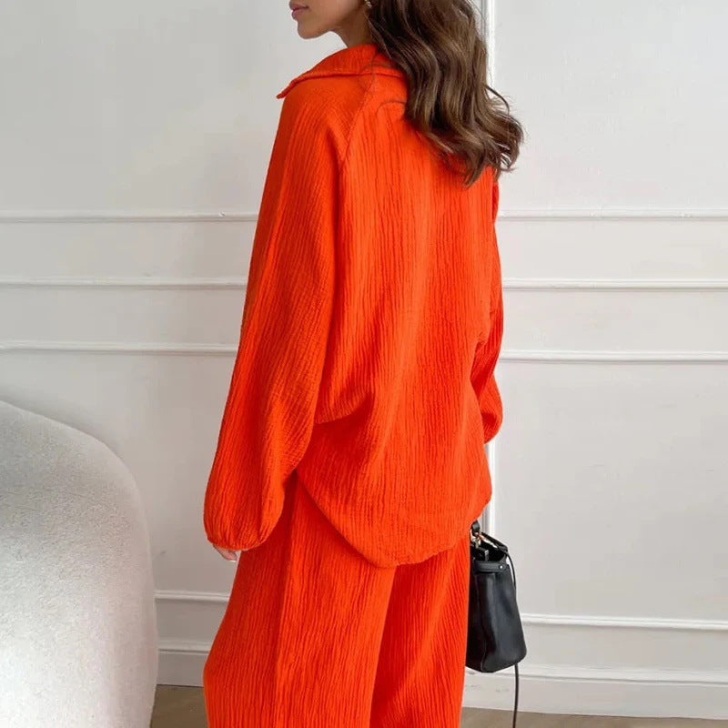 Trendy Women's Linen Two Piece Set with Long Sleeves for Stylish Casual Looks