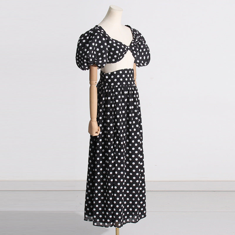 Designed Puff Sleeves Short Tops and Split Skirts Suits