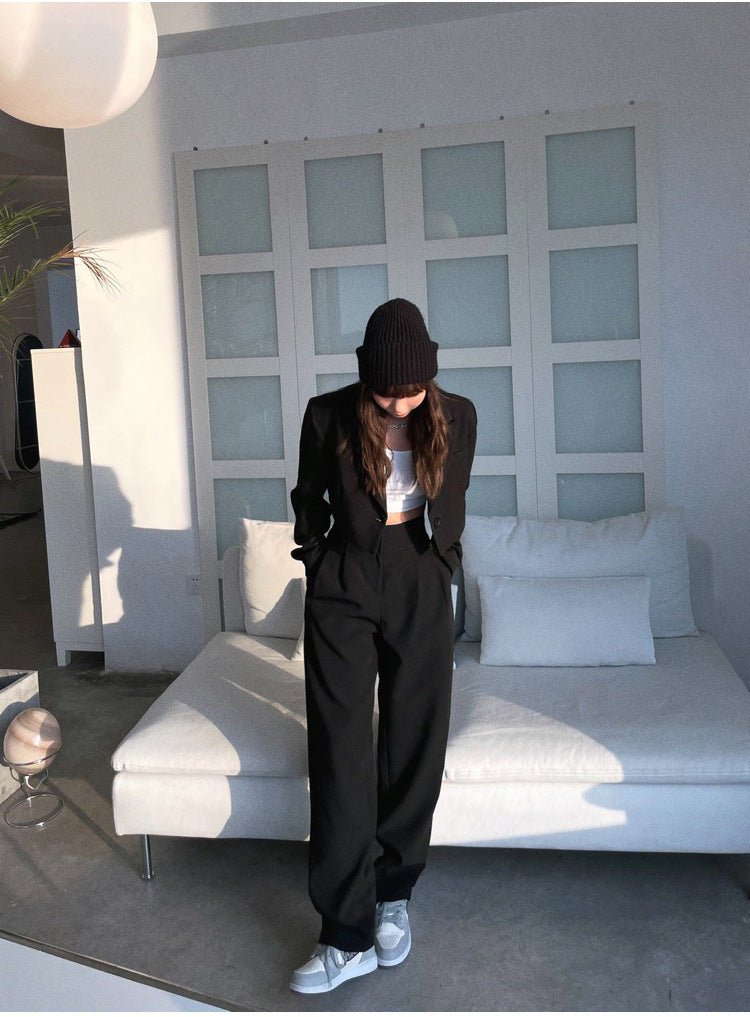 Fashion Short Blazers & High Waist Pants Suits