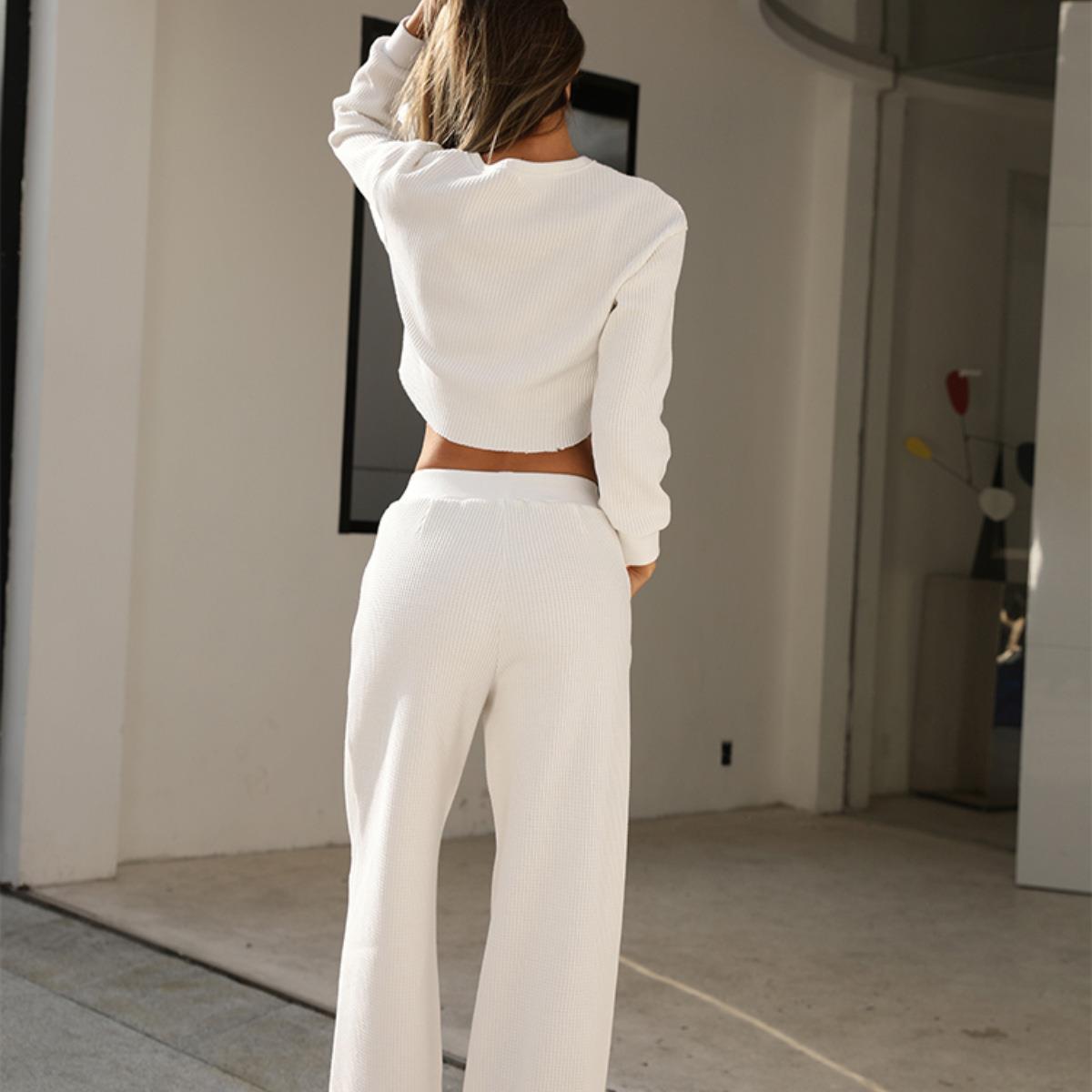 Casual Fall/Winter Two Pieces Tops & Wide Legs Pants