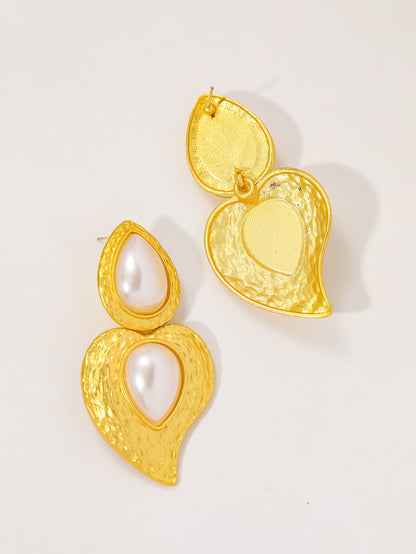 Vintage Metal Wind Oval Glossy Earrings Women's Retro Temperament Geometric Stud Earrings