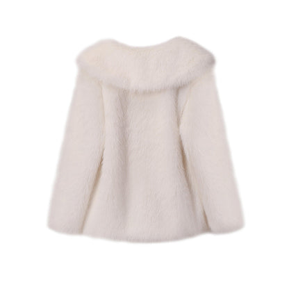 Fashion Artificial Fur Turnover Collar Jacket Coats for Women