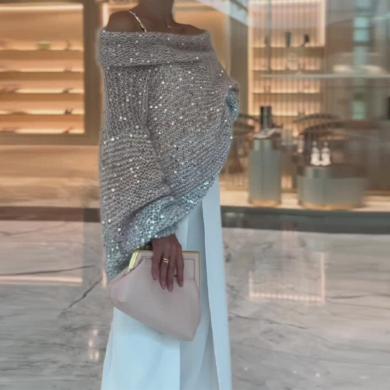 Fashion Sequined V Neck Sweaters for Women