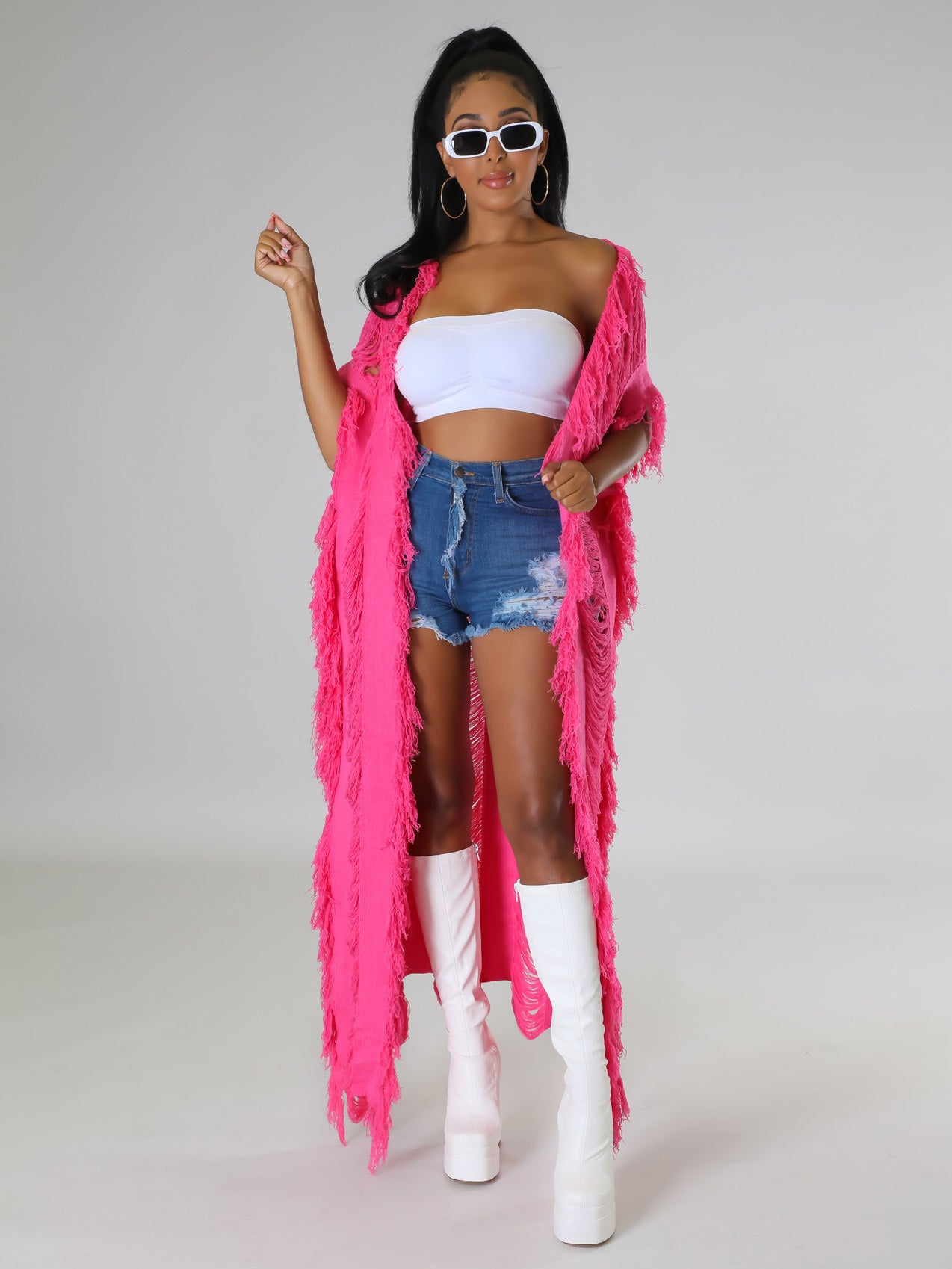 Fashion Tassels Knitted Hollow Out Women Coats