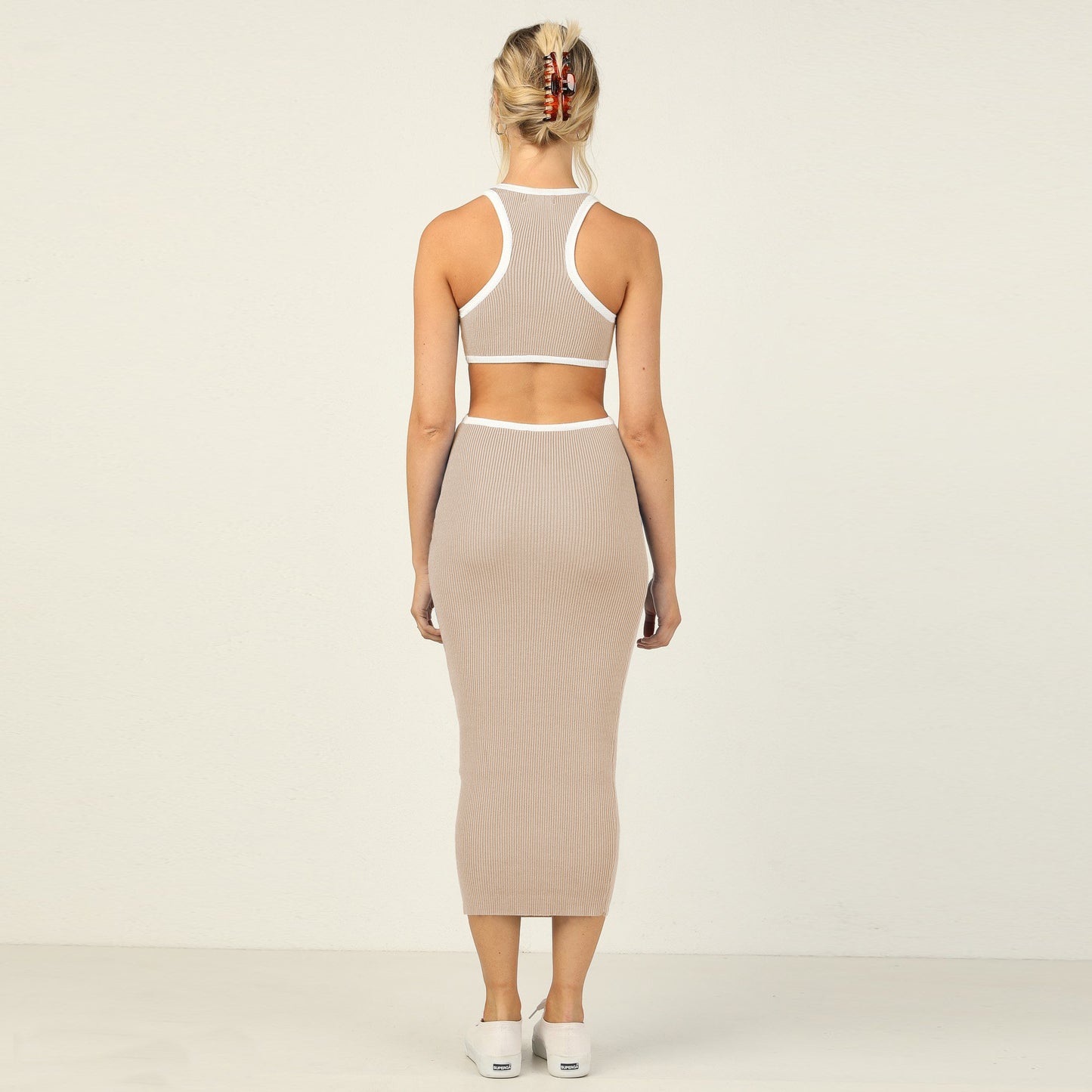 Sexy Backless Knitted Sheath Midi Dresses