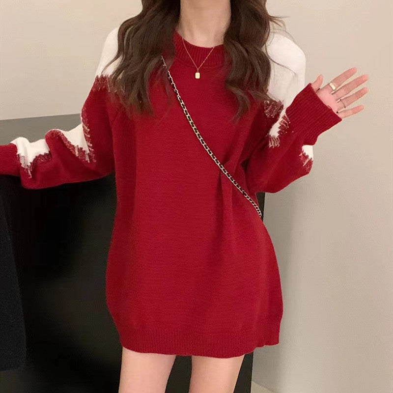 Casual Contrast Color Knitted Sweaters