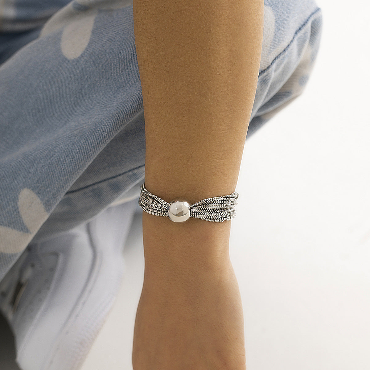 Punk Style Multi Chains Designed Geometry Bracelets