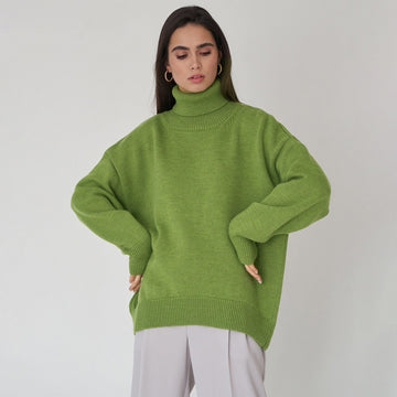 Fashion High Neck Knitted Pullover Sweaters for Women