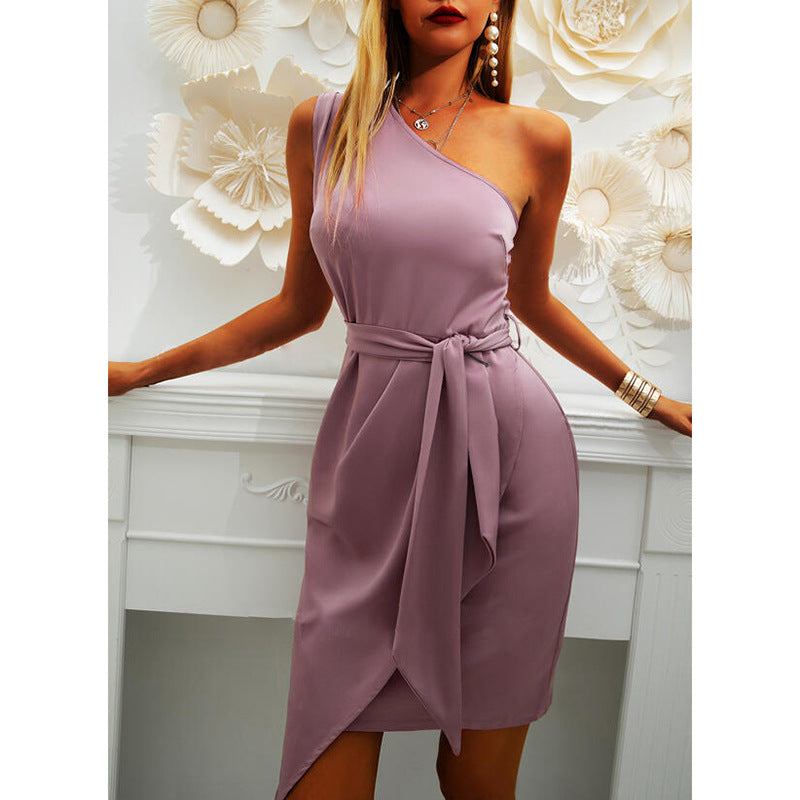 Sexy One Shoulder Sleeveless Irregular Party Dresses