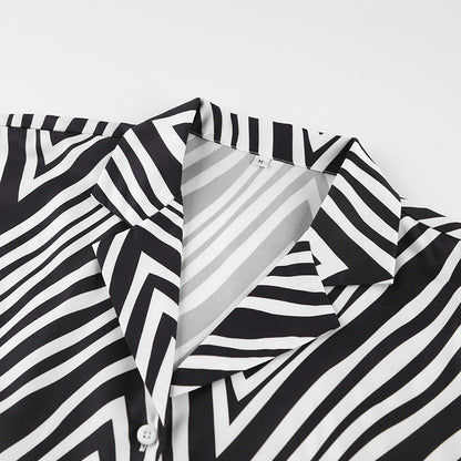 Fashion Black & White Stripes Two Pieces Suits for Women