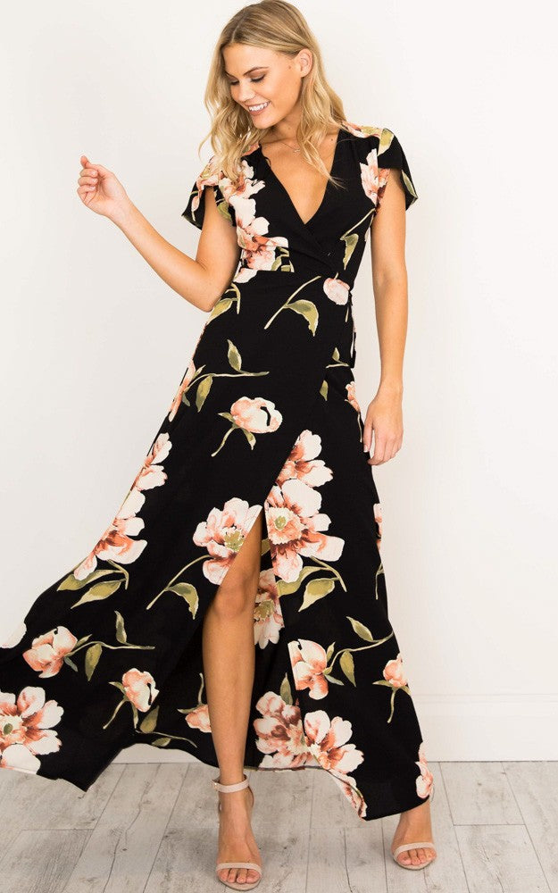 Casual Summer Floral Print Long Dresses