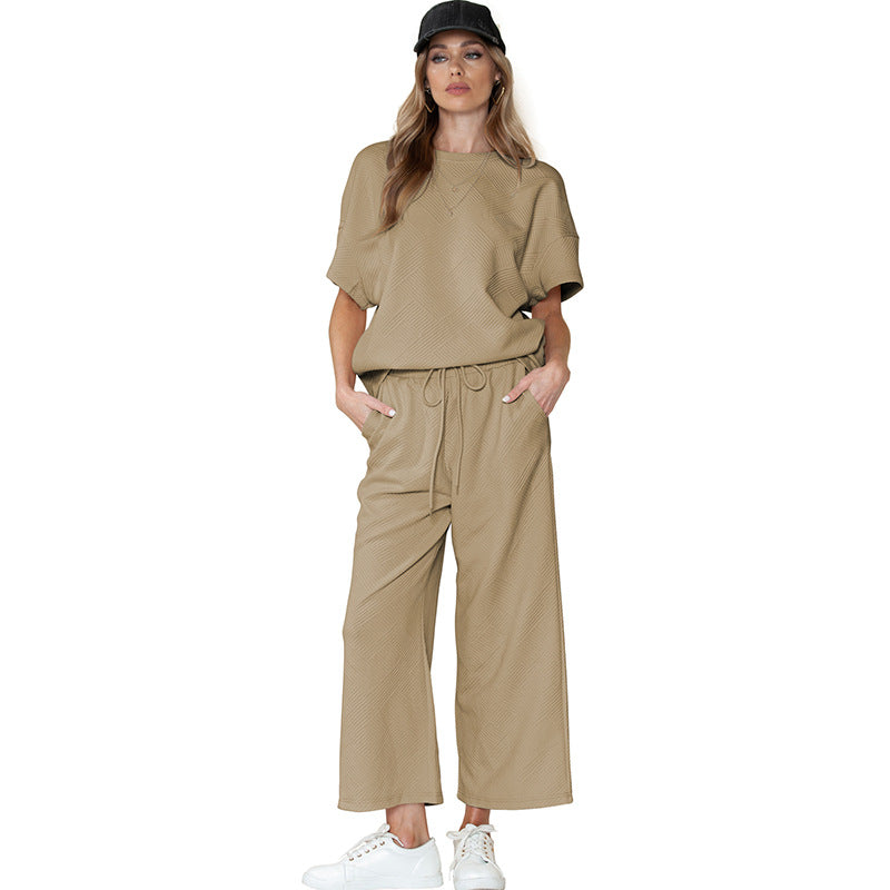 Casual Summer Drawstring Two Pieces Women Suits