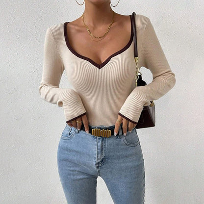 Fashion Women V Neck Knitted Shirts
