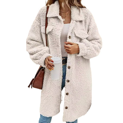 Fashion Turnover Collar Women Long Outerwear