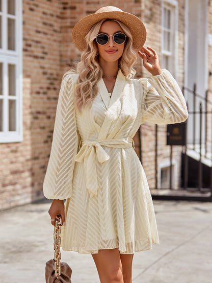 Fashion V Neck Long Sleeves Short Dresses
